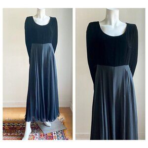 Vintage Sunny Choi All Silk Velvet Chiffon Cocktail  Midi Dress S